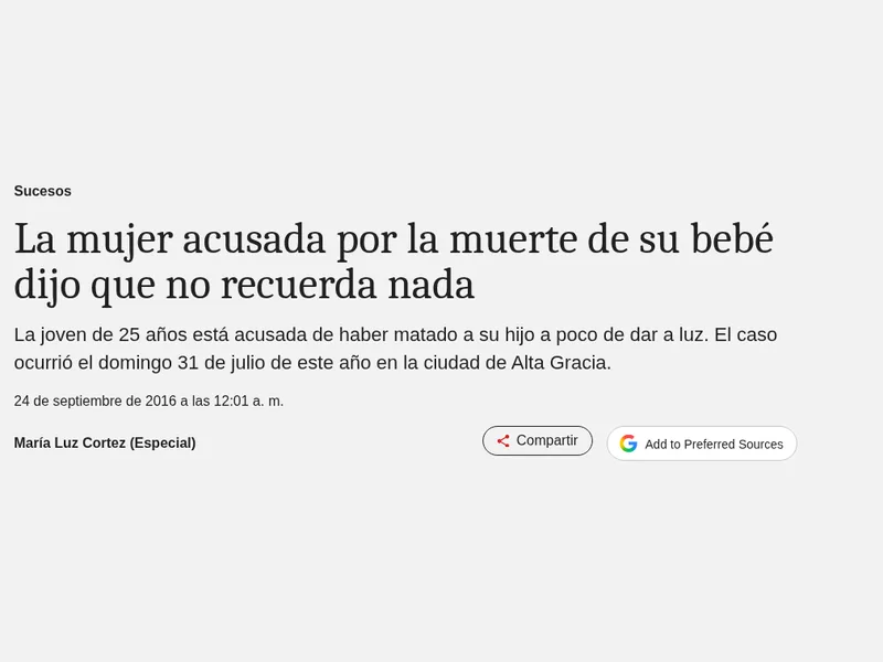 Captura de la nota en La Voz del Interior